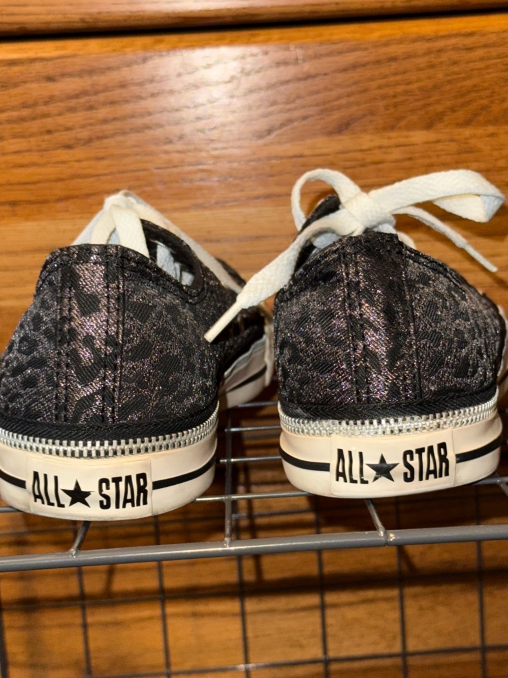 Converse All-Star Chucks Sparkle Leopard-Print Low-Top Sneakers (W8/M6) - Picture 8 of 15
